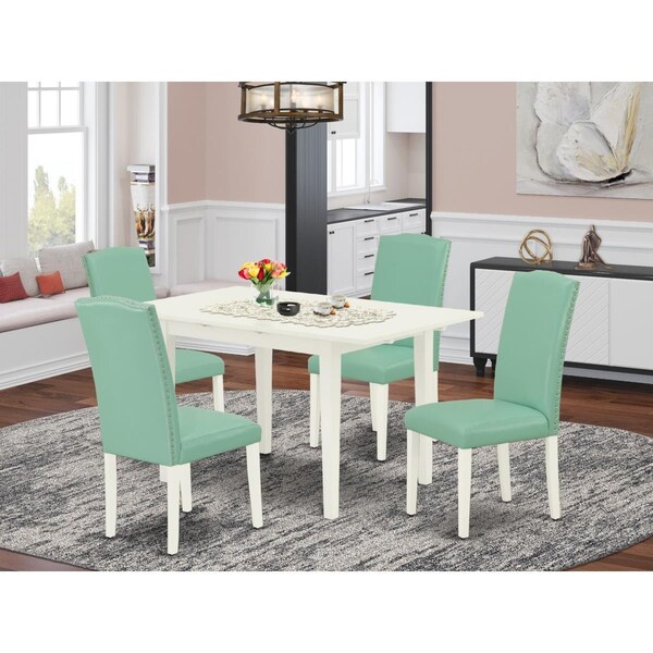 East West Furniture 5 Piece Norfolk Dining Set - Linen White NOEN5-LWH-57 - main